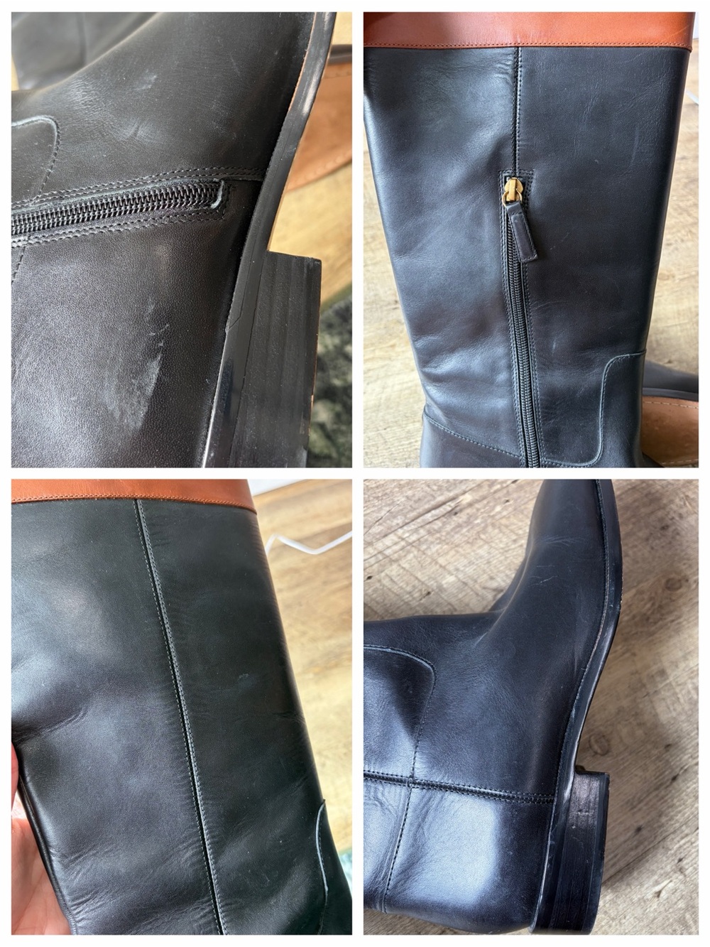 J. Crew Classic Leather Two Tone Riding Boots Size 9.5 - Picture 12 of 14